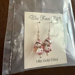 Wee Forest Folk - RARE Miss Mouse Gold Earrings